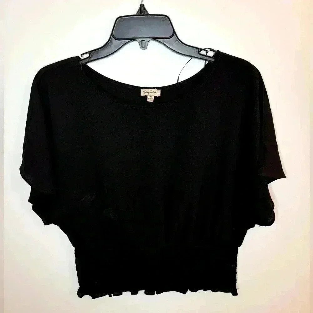 Lily White Women’s Black Short Sleeve Top Size Medium